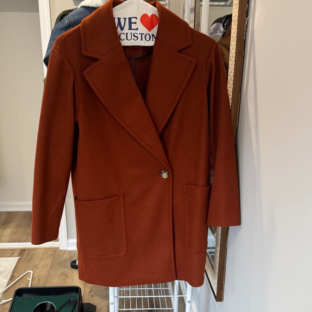 Topshop Oversized Rust Orange Coat